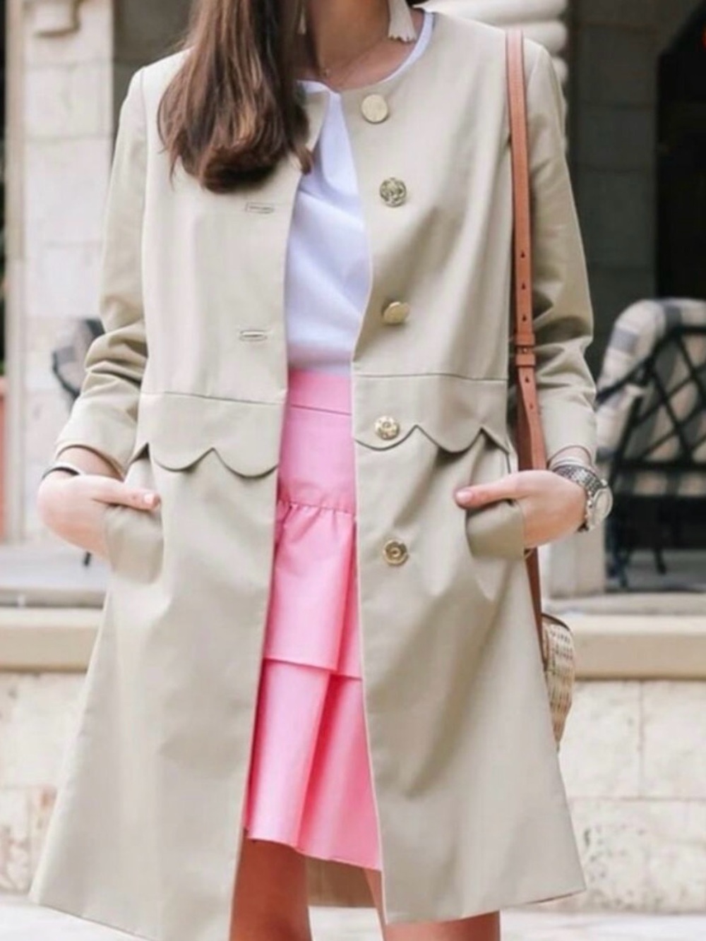 Draper James Tan Scalloped Women's Coat